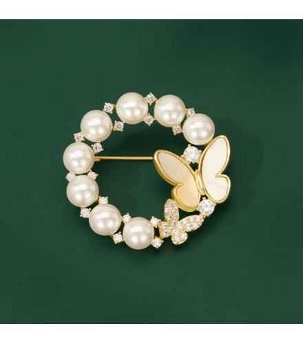 XSB180 - Opal White Butterfly Saree Brooch